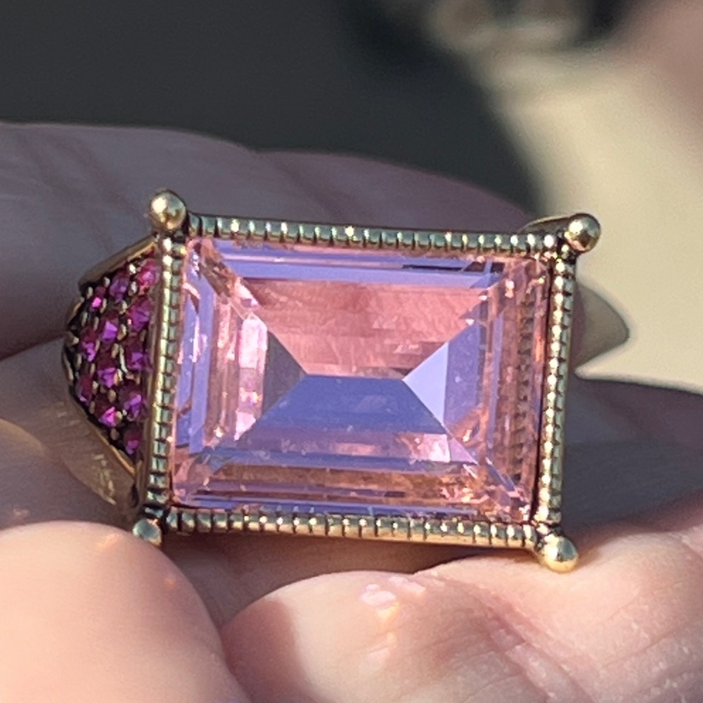 Heidi Daus Sparkling Solutions large pink baguette statement ring sz 9 - Picture 2 of 11